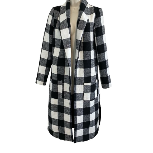 Revamped - Black/White Buffalo Plaid Long Coat - XS - Picture 10 of 11
